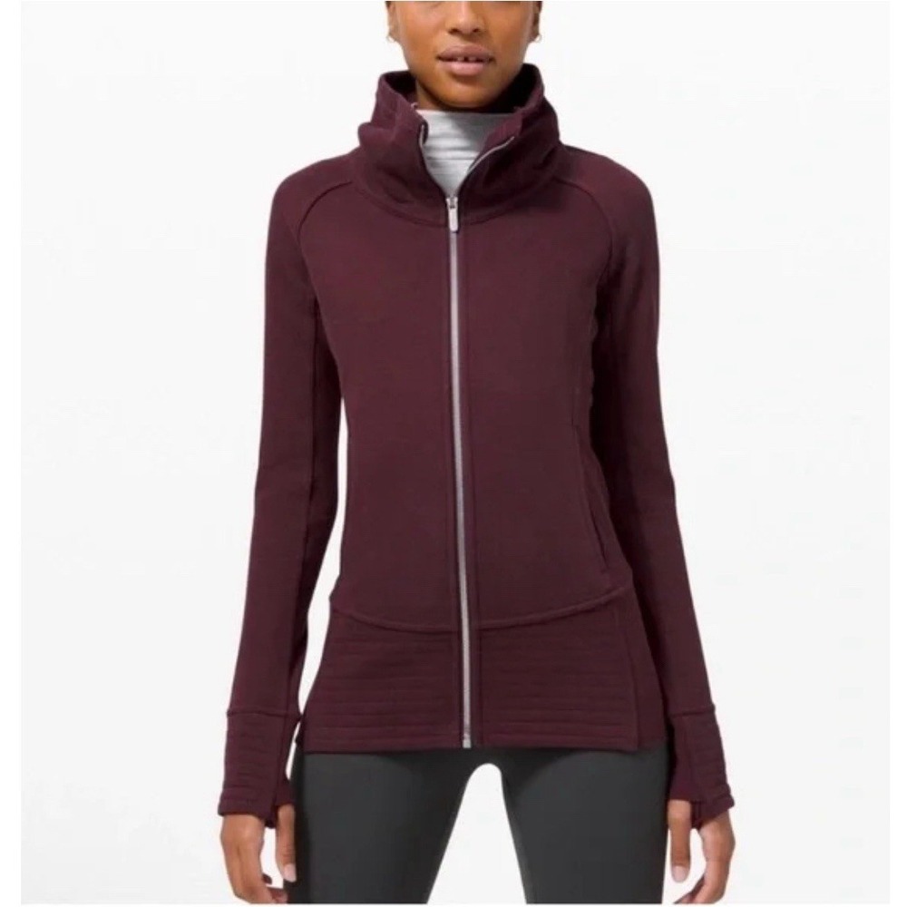 Lululemon Radiant Jacket II Womens 6 Burgundy Red Fleece Full Zip Knit